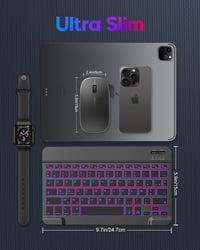 TECURS Bluetooth Billentyűzet és Egér Tabletre iPad Samsung Lenovo Android iOS Fekete 4