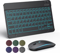 TECURS Bluetooth Billentyűzet és Egér Tabletre iPad Samsung Lenovo Android iOS Fekete 1