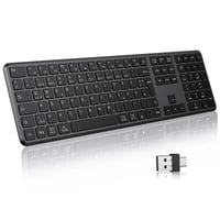 TECURS Bluetooth bezdrôtová klávesnica, duálne pripojenie USB a Type-C, pripojenie 3 zariadení, nabíjateľná čierna QWERTZ 1