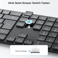 TECURS Bluetooth Wireless Billentyűzet QWERTZ Német Kiosztás 3 Csatorna PC Laptop Mac - German layout - QWERTZ 5