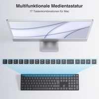 TECURS Bluetooth Wireless Billentyűzet QWERTZ Német Kiosztás 3 Csatorna PC Laptop Mac - German layout - QWERTZ 7
