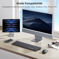 TECURS Bluetooth Wireless Billentyűzet QWERTZ Német Kiosztás 3 Csatorna PC Laptop Mac - German layout - QWERTZ 6