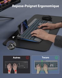 TECURS Ergonomikus Vezeték Nélküli Billentyűzet Csuklótámasszal, Háttérvilágítás, Csendesen Működő Akkumulátoros 3