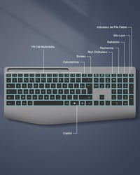 TECURS Ergonomikus Vezeték Nélküli Billentyűzet Csuklótámasszal, Háttérvilágítás, Csendesen Működő Akkumulátoros 8