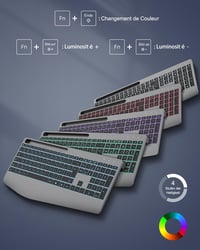 TECURS Ergonomikus Vezeték Nélküli Billentyűzet Csuklótámasszal, Háttérvilágítás, Csendesen Működő Akkumulátoros 4
