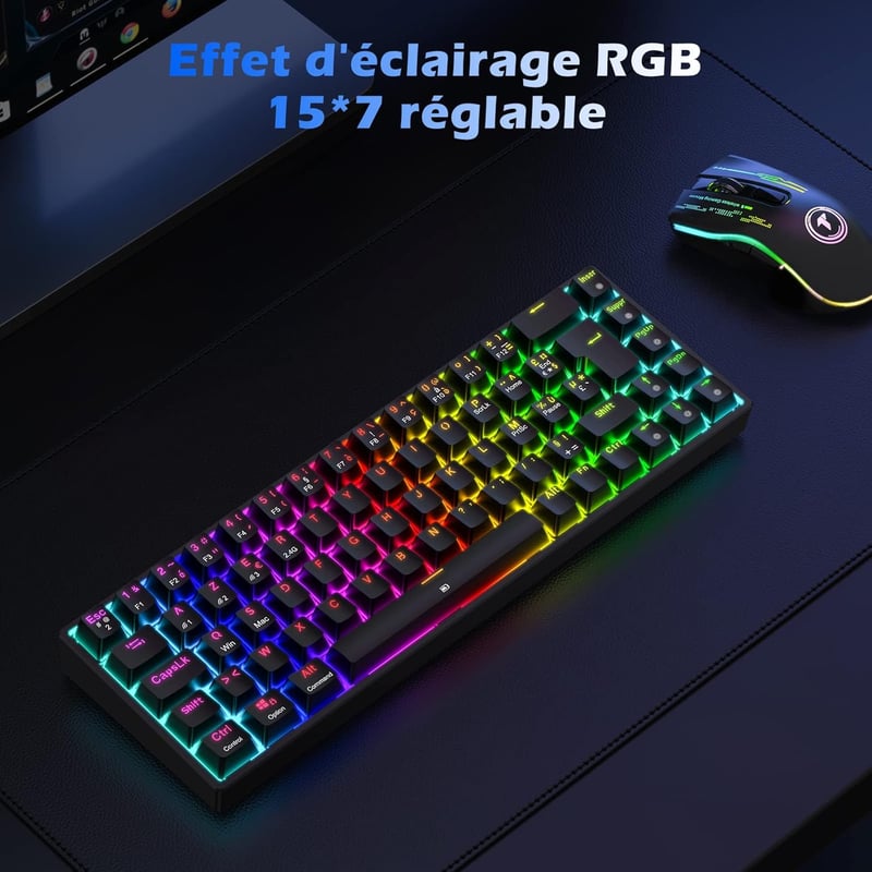 TECURS KB510 Francia AZERTY Billentyűzet Fekete