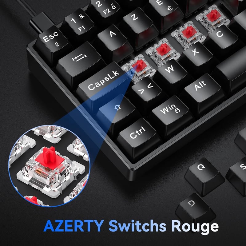 TECURS MK203 Kompakt Mechanikus Billentyűzet 60% Méretben - Fekete Vezetékes Gaming Klaviatúra AZERTY Kiosztással

AI: I need to create a Hu