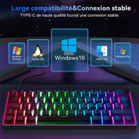 TECURS MK203 Kompakt Mechanikus Billentyűzet 60% Méretben - Fekete Vezetékes Gaming Klaviatúra AZERTY Kiosztással

AI: I need to create a Hu 5