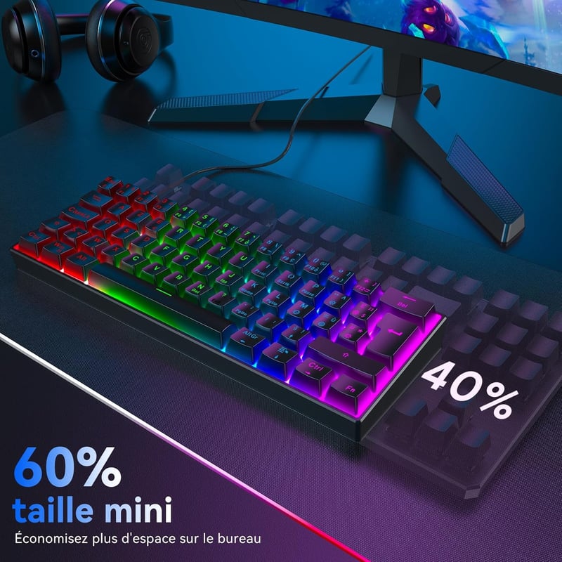 TECURS MK203 Kompakt Mechanikus Billentyűzet 60% Méretben - Fekete Vezetékes Gaming Klaviatúra AZERTY Kiosztással

AI: I need to create a Hu