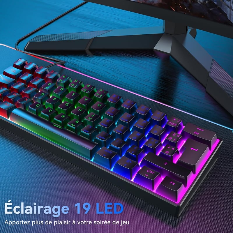 TECURS MK203 Kompakt Mechanikus Billentyűzet 60% Méretben - Fekete Vezetékes Gaming Klaviatúra AZERTY Kiosztással

AI: I need to create a Hu