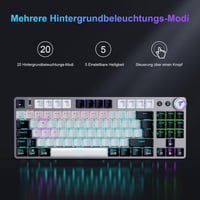 TECURS MK208 Vezeték Nélküli Mechanikus Gamer Billentyűzet, 80% TKL, Piros Kapcsolók, QWERTZ, Háttérvilágítás, PC/Laptop/PS4/PS5 Kompatibili 4