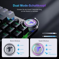 TECURS MK208 Vezeték Nélküli Mechanikus Gamer Billentyűzet, 80% TKL, Piros Kapcsolók, QWERTZ, Háttérvilágítás, PC/Laptop/PS4/PS5 Kompatibili 2