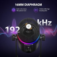 TECURS USB Gaming Mikrofon RGB LED Zajszűréssel Streaming Podcasthoz 8