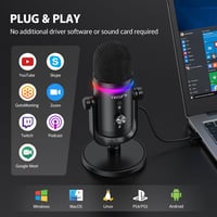 TECURS USB Gaming Mikrofon RGB LED Zajszűréssel Streaming Podcasthoz 6