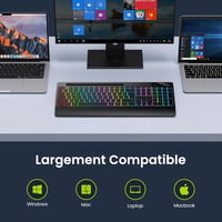 TECURS Wireless Billentyűzet Háttérvilágítással, Ergonomikus, Töltölthető, Csendes 2.4G 3