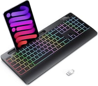 TECURS Wireless Billentyűzet Háttérvilágítással, Ergonomikus, Töltölthető, Csendes 2.4G 1