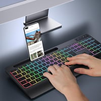 TECURS Wireless Billentyűzet Háttérvilágítással, Ergonomikus, Töltölthető, Csendes 2.4G 5