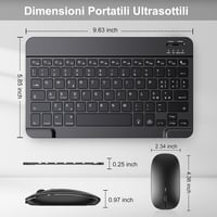 TECURS Wireless Bluetooth billentyűzet és egér szett, hordozható, csendes, újratölthető, háttérvilágítás, iPad/PC/Android/Windows, QWERTY, f 8
