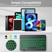 TECURS Wireless Bluetooth billentyűzet és egér szett, hordozható, csendes, újratölthető, háttérvilágítás, iPad/PC/Android/Windows, QWERTY, f 2