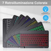 TECURS Wireless Bluetooth billentyűzet és egér szett, hordozható, csendes, újratölthető, háttérvilágítás, iPad/PC/Android/Windows, QWERTY, f 3