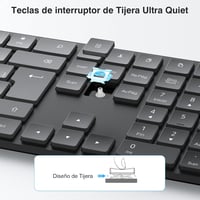 TECURS Wireless Bluetooth Billentyűzet USB 2.4G Mac Windows QWERTY Ergonomikus 5