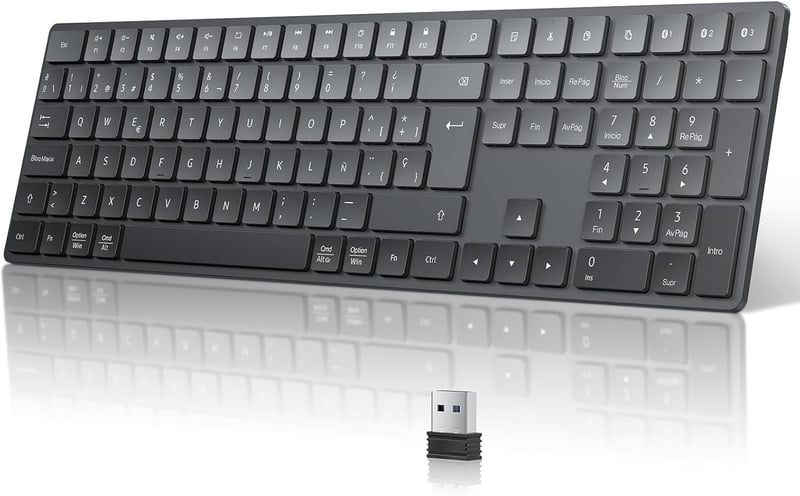 TECURS Wireless Bluetooth Billentyűzet USB 2.4G Mac Windows QWERTY Ergonomikus