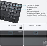TECURS Wireless Bluetooth Billentyűzet USB 2.4G Mac Windows QWERTY Ergonomikus 4