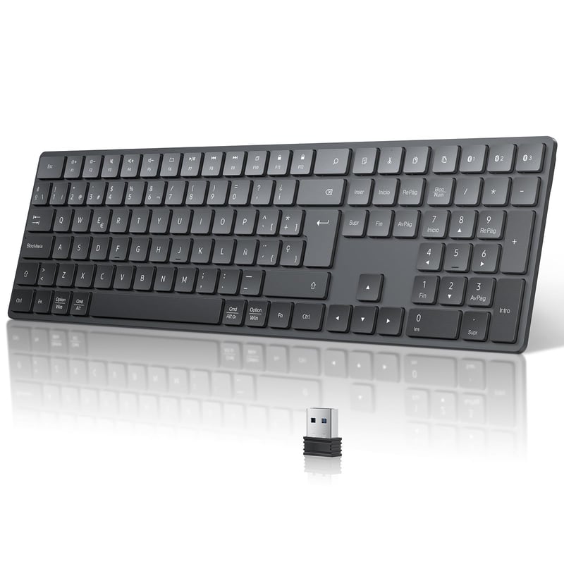 TECURS bežična Bluetooth tipkovnica USB 2.4G QWERTY, 3 kanala - crna
