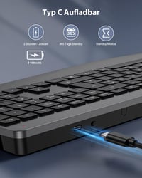 TECURS ergonomikus vezeték nélküli billentyűzet QWERTZ, csuklótámasszal, RGB háttérvilágítással - fekete 6