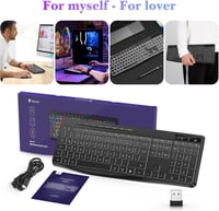 TECURS Wireless Gaming Billentyűzet QWERTZ Fehér LED Ergonomikus Vízálló 2.4GHz - DE Layout Weißlicht 8