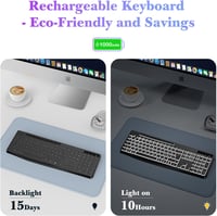 TECURS Wireless Gaming Billentyűzet QWERTZ Fehér LED Ergonomikus Vízálló 2.4GHz - DE Layout Weißlicht 2