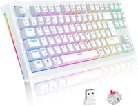 TECURS Wireless Mechanikus Gamer Billentyűzet 80% TKL QWERTZ Piros Switch RGB 1