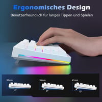 TECURS Wireless Mechanikus Gamer Billentyűzet 80% TKL QWERTZ Piros Switch RGB 6