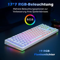 TECURS Wireless Mechanikus Gamer Billentyűzet 80% TKL QWERTZ Piros Switch RGB 3
