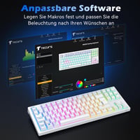 TECURS Wireless Mechanikus Gamer Billentyűzet 80% TKL QWERTZ Piros Switch RGB 2