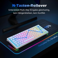 TECURS Wireless Mechanikus Gamer Billentyűzet 80% TKL QWERTZ Piros Switch RGB 7