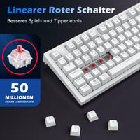 TECURS Wireless Mechanikus Gamer Billentyűzet 80% TKL QWERTZ Piros Switch RGB 5