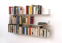 TEEbooks Plávajúca nástenná polica na knihy, oceľ, biela, 60x15x15 cm, s neviditeľným uchytením, Made in Italy, sada 2 ks 3