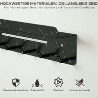 TEEQZIO Kulcstartó Polccal Fali 6 Akasztós Fekete Fém Kulcsszervező Előszoba Konyha Iroda Fürdőszoba Nappali 3