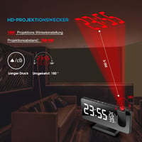 tEEZErshop 180° Kivetítős Ébresztőóra USB Porttal, LED Kijelzővel és Rádióval 2