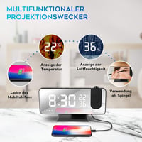 tEEZErshop 180° Kivetítős Ébresztőóra USB Porttal, LED Kijelzővel és Rádióval 6