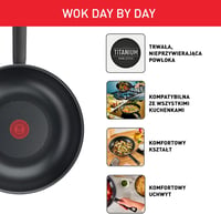 Tefal Day by Day 28 cm wok serpenyő, minden tűzhelyre, nemtapadó bevonat, könnyen tisztítható - Wok 28cm 2
