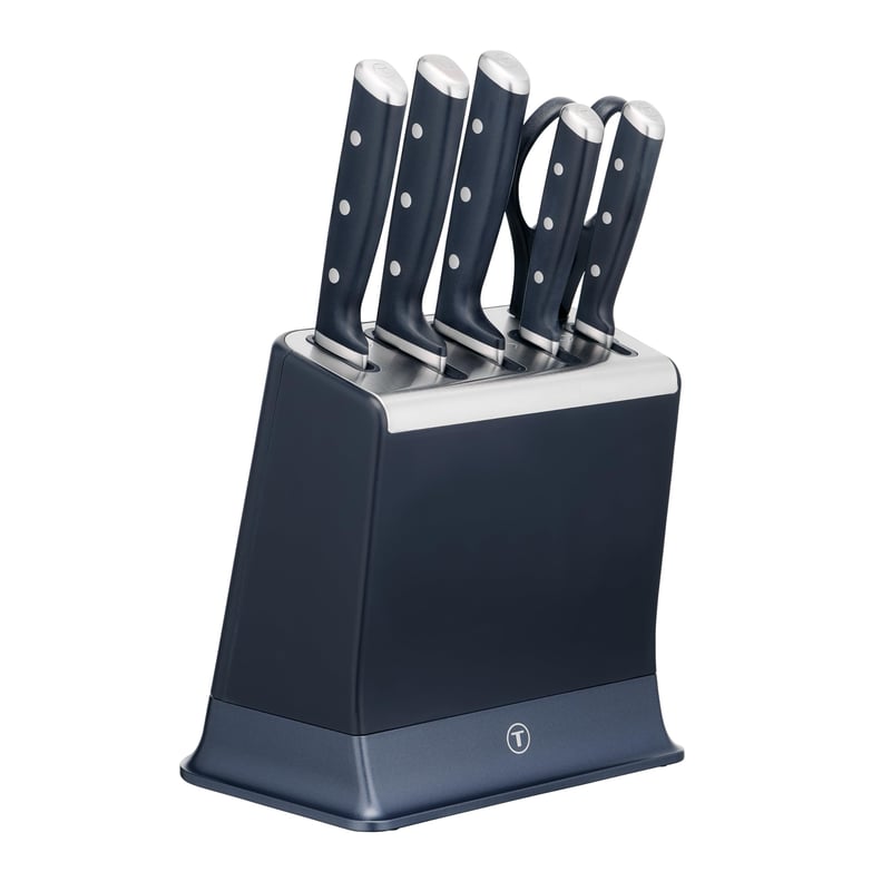 Sada 6 nožov Tefal EverSharp K297S744 v bloku so vstavaným brúsičom, 5 nožov, nožnice, dlhotrvajúca ostrosť