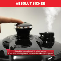 Elektrický tlakový hrniec Tefal Fast & Delicious CY505EF0, 6 l, 25 automatických programov, nastaviteľná teplota, receptár, čierna/nerezová oceľ 7