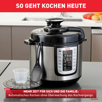 Elektrický tlakový hrniec Tefal Fast & Delicious CY505EF0, 6 l, 25 automatických programov, nastaviteľná teplota, receptár, čierna/nerezová oceľ 8