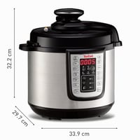 Elektrický tlakový hrniec Tefal Fast & Delicious CY505EF0, 6 l, 25 automatických programov, nastaviteľná teplota, receptár, čierna/nerezová oceľ 9