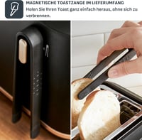 Tefal fekete kenyérpirító 2 szeletes mágneses klipekkel, 7 sütési fokozat 5