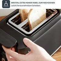 Tefal fekete kenyérpirító 2 szeletes mágneses klipekkel, 7 sütési fokozat 6
