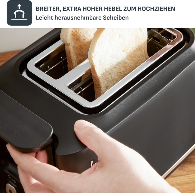 Tefal fekete kenyérpirító 2 szeletes mágneses klipekkel, 7 sütési fokozat