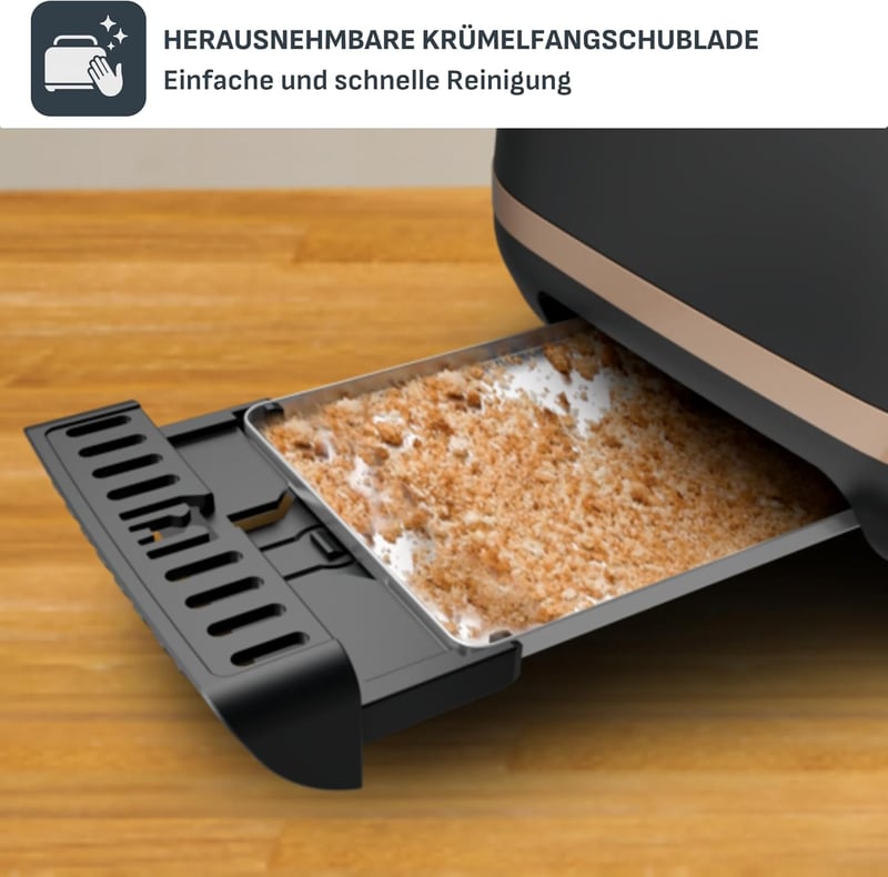 Tefal fekete kenyérpirító 2 szeletes mágneses klipekkel, 7 sütési fokozat